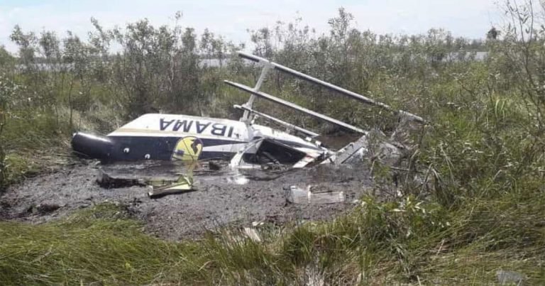 Helicóptero do Ibama cai no Pantanal e piloto morre no acidente