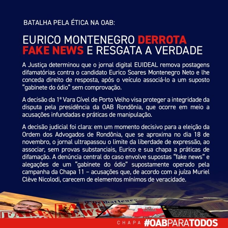 ELEIÇÕES DA OAB/RO- Site não cumpre decisão e juíza aumenta multa e alerta sobre prática de crime ELEIÇÕES DA OAB/RO- Site não cumpre decisão e juíza aumenta multa e alerta sobre prática de crime
