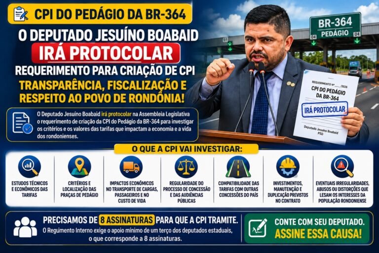 Deputado Jesuíno Boabaid irá protocolar pedido de CPI para investigar valor do pedágio na BR-364